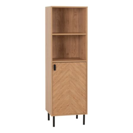 Leon 1 Door 2 Shelf Cabinet - Medium Oak Effect
