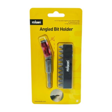 Rolson 90mm Angled Bit Holder & 10 Piece 25mm Bits