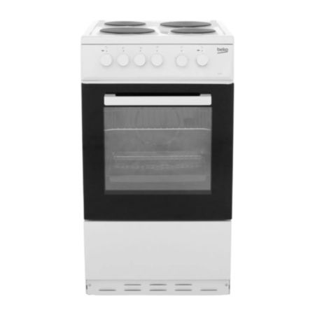 Beko Single Oven Electric Cooker with Solid Plate Hob - White (50cm)