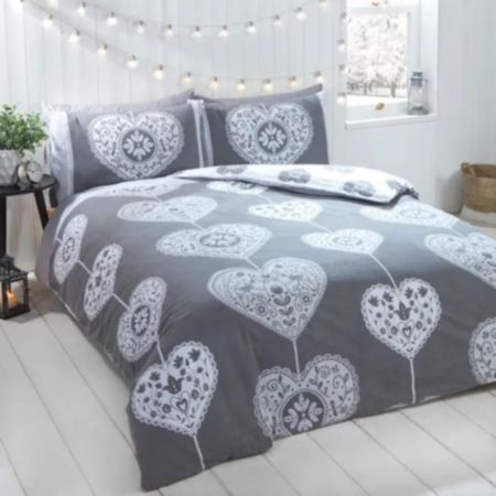 Scandi Hearts Single Grey