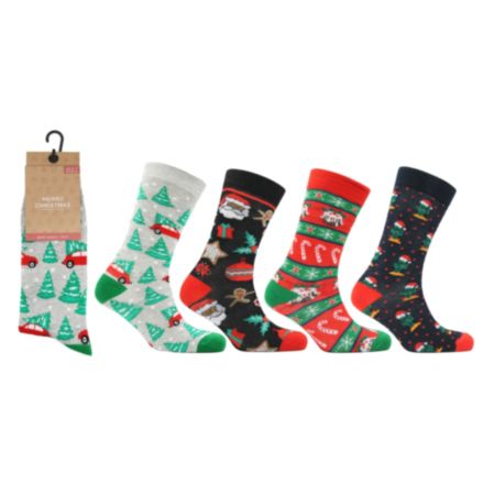 Mens Santa Novelty Christmas Socks - Assorted (1 Pack)