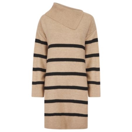 Amara Reya Monae Ladies Striped Tunic Jumper - Brown/Black