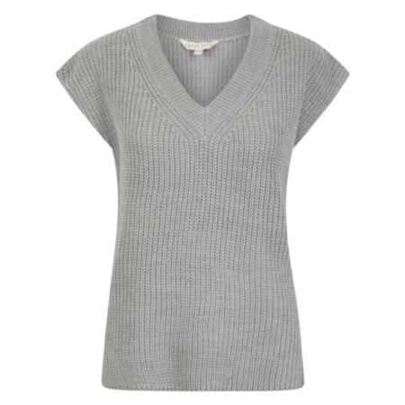 Amara Reya Luana Ladies Cable Knit Vest - Grey/Beige