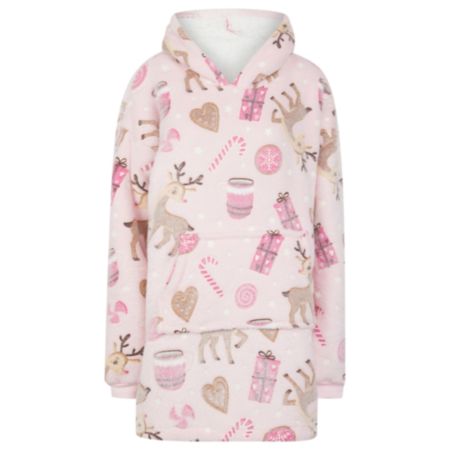 Ladies Christmas Hooded Blanket - Pink