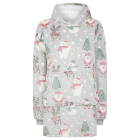 Ladies Christmas Hooded Blanket - Grey