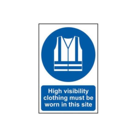 High Visibility Clothing Must Be Worn In This Site' Sign, Self-Adhesive Semi-Rigid PVC (400mm x 600mm)