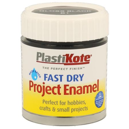 Plastikote Fast Dry Enamel Gloss Black Paint 59ml