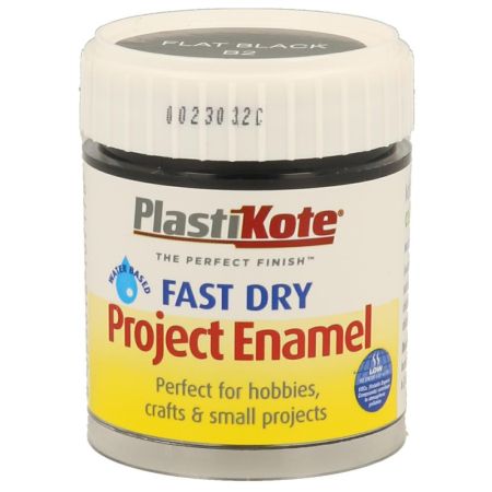 Plastikote Fast Dry Enamel Flat Black Paint 59ml