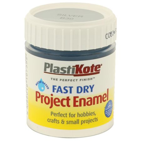 Plastikote Fast Dry Enamel Silver Aluminium Paint 59ml