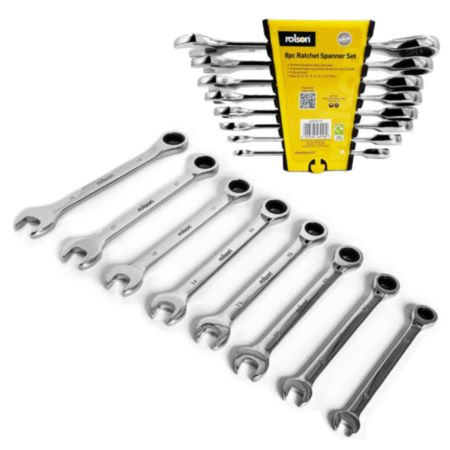 Rolson 8 Piece Ratchet Head Spanner Set