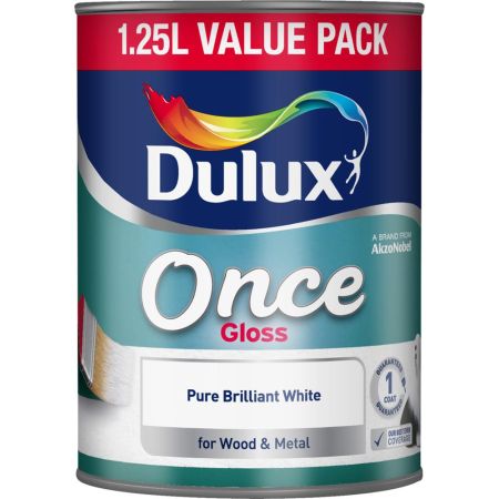Dulux Once Gloss Paint Pure Brilliant White 1.25L