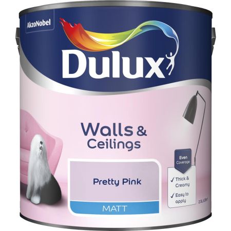 Dulux Matt Pretty Pink Paint 2.5L