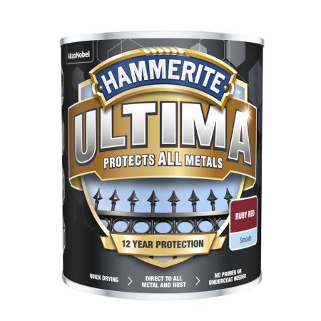 Hammerite Ultima Metal Smooth Paint Ruby Red 750ml