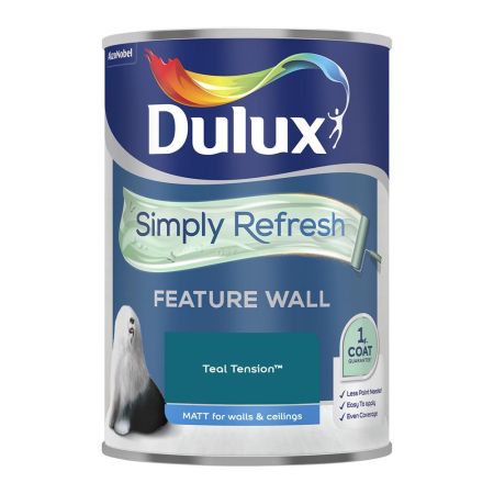 Dulux Simply Refresh One Coat Feature Wall Paint Teal Tension 1.25L
