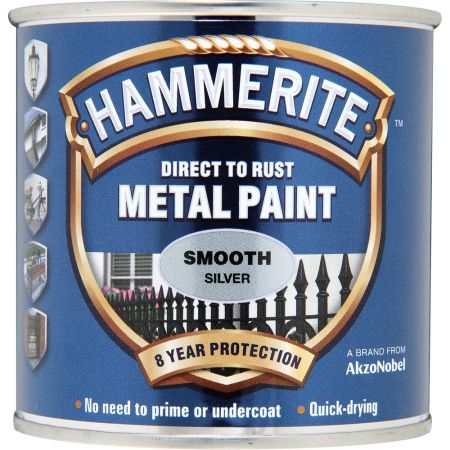 Hammerite Metal Paint Smooth Silver 250ml