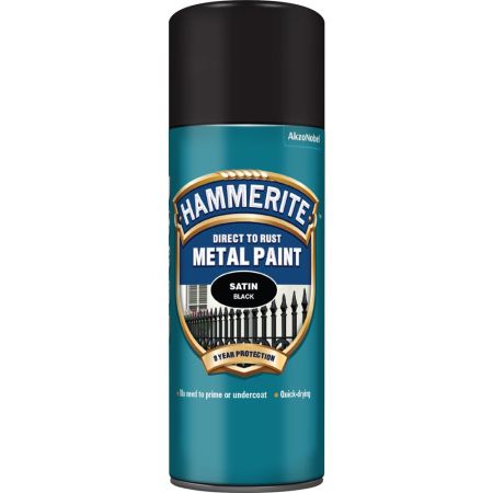 Hammerite Metal Paint Satin Black Aerosol 400ml