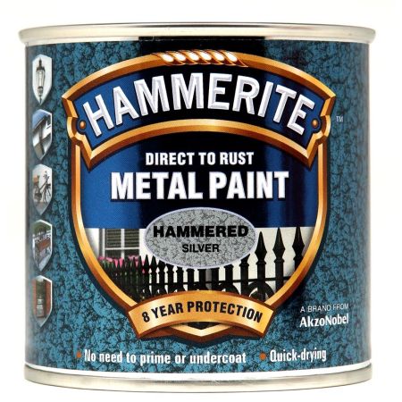 Hammerite Metal Paint Hammered Silver 250ml