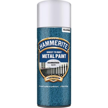 Hammerite Metal Paint Hammer Silver Aerosol 400ml