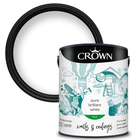 Crown Silk Emulsion Paint Brilliant White 5L