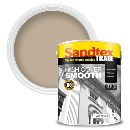Sandtex Trade Highcover Smooth Paint Mid Stone 5L