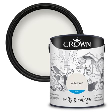 Crown Matt Emulsion Paint Sail White 5L