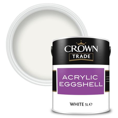 Crown Trade Acrylic Eggshell Paint White 5L