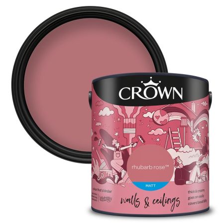 Crown Matt Emulsion Paint Rhubarb Rose 2.5L