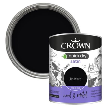 Crown Quick Dry Satin Paint Jet Black 750ml