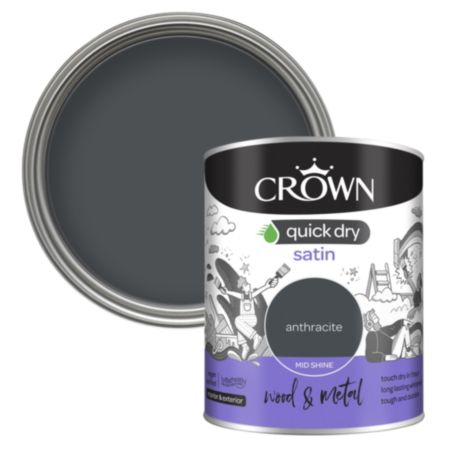 Crown Quick Dry Satin Paint Anthracite  750ml