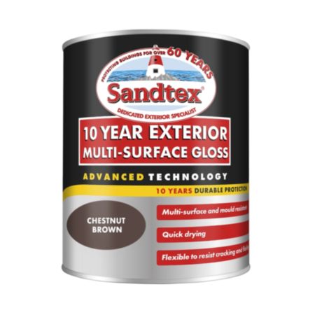 Sandtex 10 Year Multi-Surface Gloss Paint - Chestnut Brown (750ml)