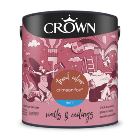 Crown Matt Wall & Ceilings Paint - Crimson Fox (2.5L)