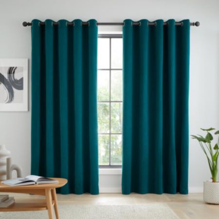 Wilson Velvet Eyelet Curtains Green - 117 x 137