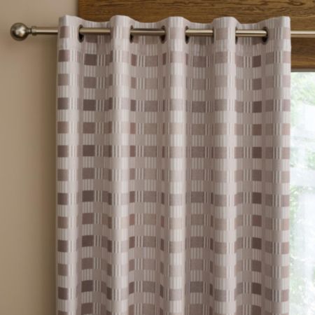 Wilson Check Eyelet Curtains Natural - 117 x 137