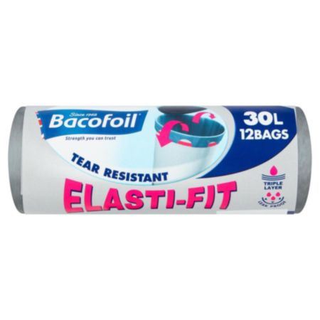 Bacofoil®  Elasti-Fit Kitchen Bin Liners 12 Pack - 30L