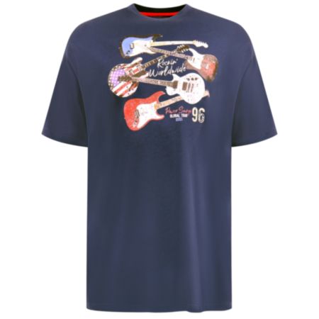 Men's Rockin' World Tour Guitar Printed Crew Neck T-shirt - Navy