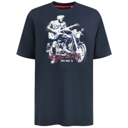 Men's Rhythm and Rides Motorbike Printed Crew Neck T-shirt - Navy