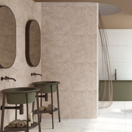 Porcelain Travertine-Style Tiles (60 x 60cm) | Siltstone - Matt Natural