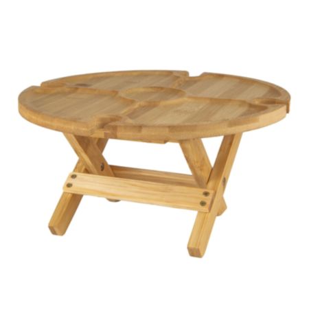 Ocio® Bamboo Chip & Dip Table (with Wine Glass Holders)
