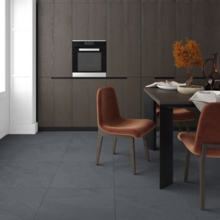 Porcelain Slate-Effect Tiles (60 x 60cm) | Vitoria - Matt Anthracite
