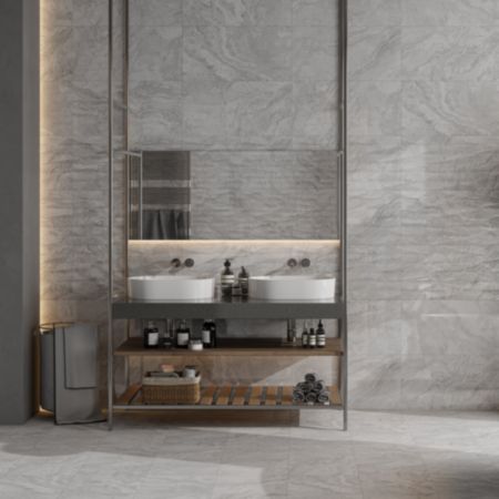 Ceramic Stone-Effect Tiles (30 x 60cm) | Build - Glossy Grey (Décor)