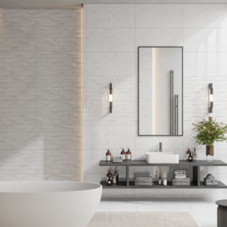Ceramic Stone-Effect Tiles (30 x 60cm) | Build - Glossy White (Décor)