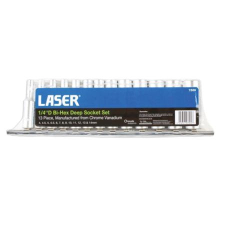 Laser Bi-Hex Deep Socket Set 1/4"D 13 Piece