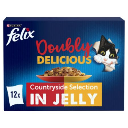 FELIX® Doubly Delicious Wet Cat Food - Countryside Selection in Jelly (12 x 100g)
