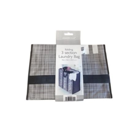 3 Section Laundry Bag - Grey (70 x 50 x 25cm)