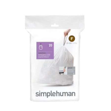 Simplehuman Code F 20 Pack White Plastic Bin Liners