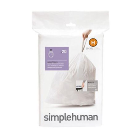 Simplehuman Code H 20 Pack White Plastic Bin Liners