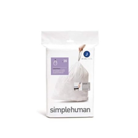 Simplehuman Code J 20 Pack White Plastic Bin Liners