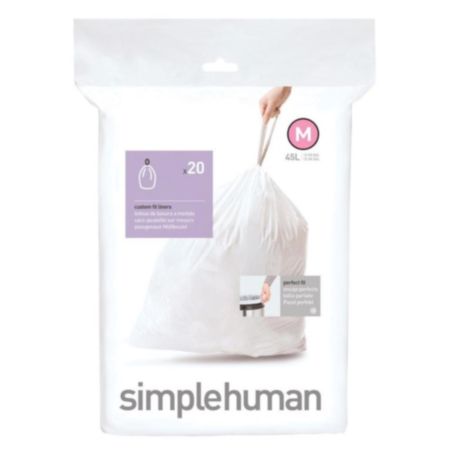 Simplehuman Code M 20 Pack White Plastic Bin Liners