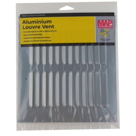 Anthracite Louvred Aluminium Vent - 9x9 Inch