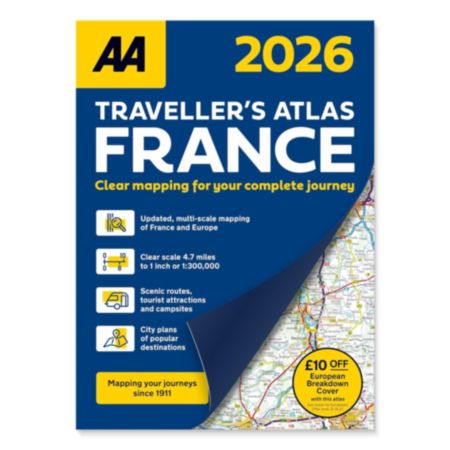 AA | Traveller's Atlas: France - 2026 (A4)